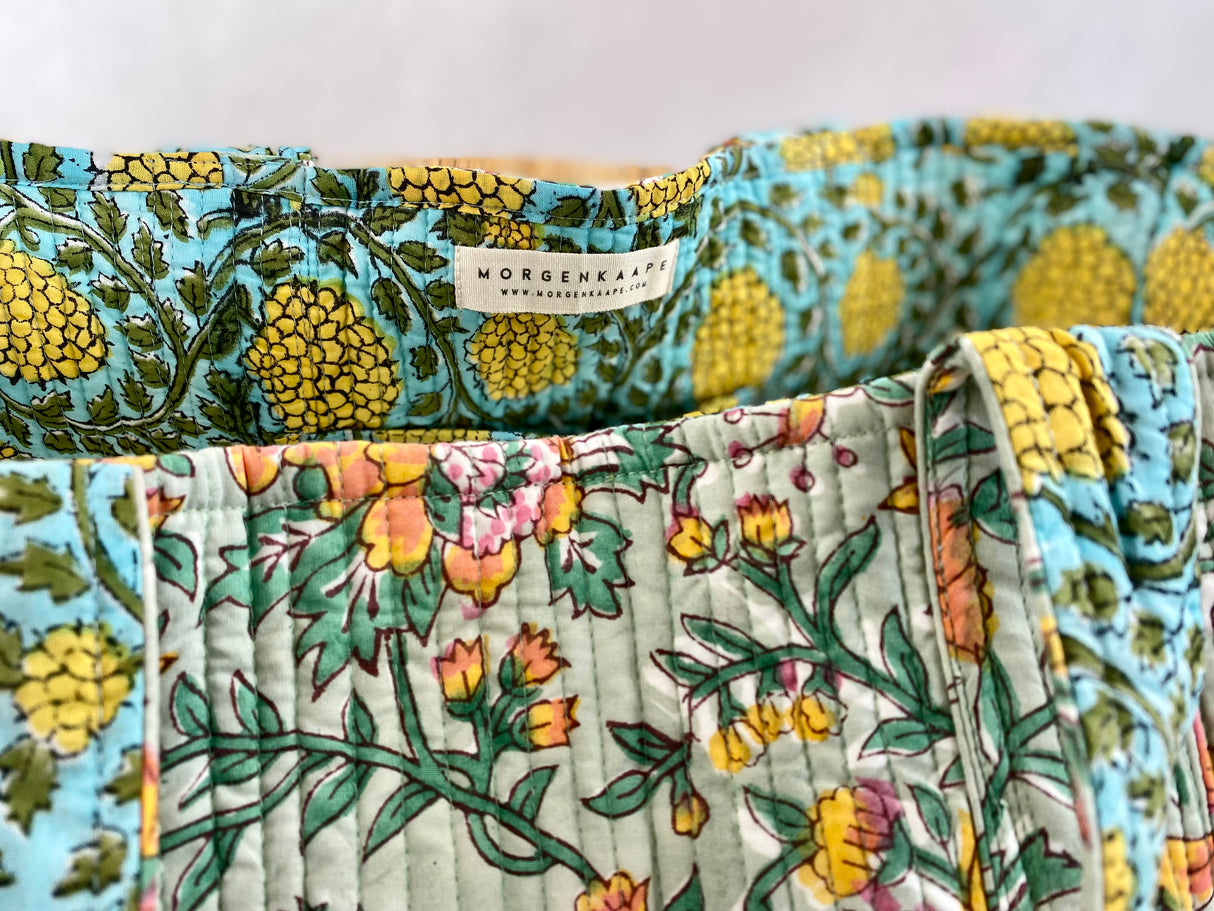 Kun 1 igjen! Tote bag - Block print - Flerfarget blomstermønster