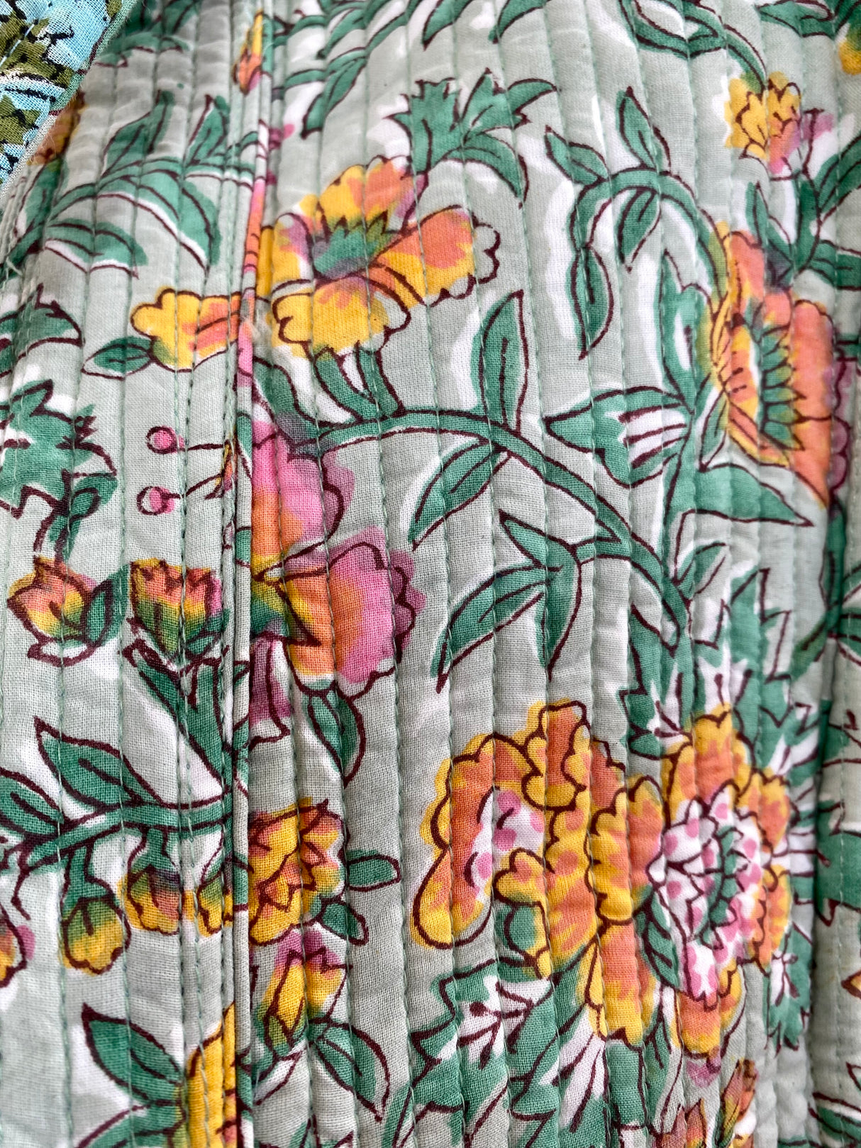 Kun 1 igjen! Tote bag - Block print - Flerfarget blomstermønster