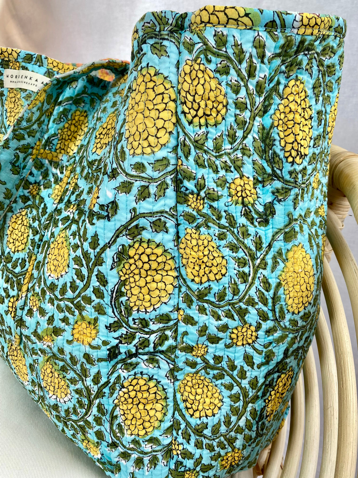 Kun 1 igjen! Tote bag - Block print - Flerfarget blomstermønster