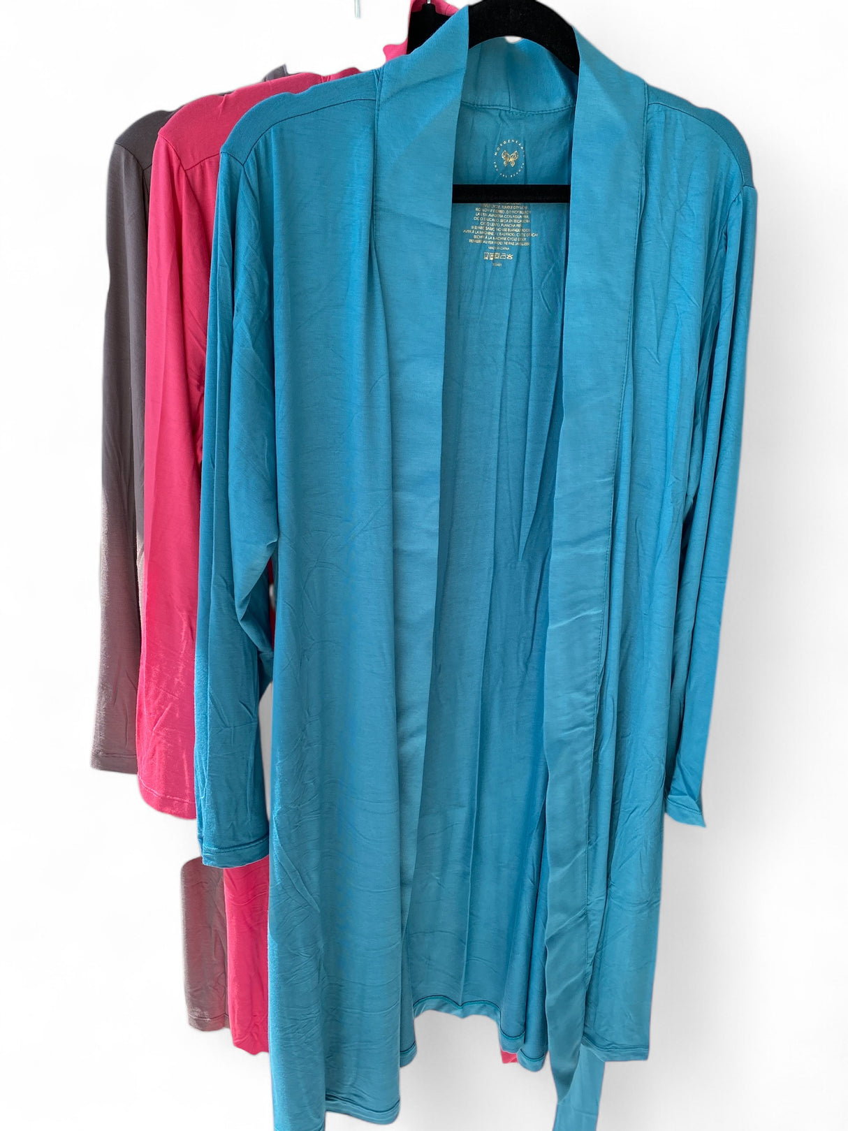 Mørk blågrønn morgenkåpe i bambusviskose