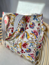 Tote bag - Block print - Blomster & hvit