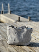 Tote bag - Klassisk grå/sort/blomstret/striper